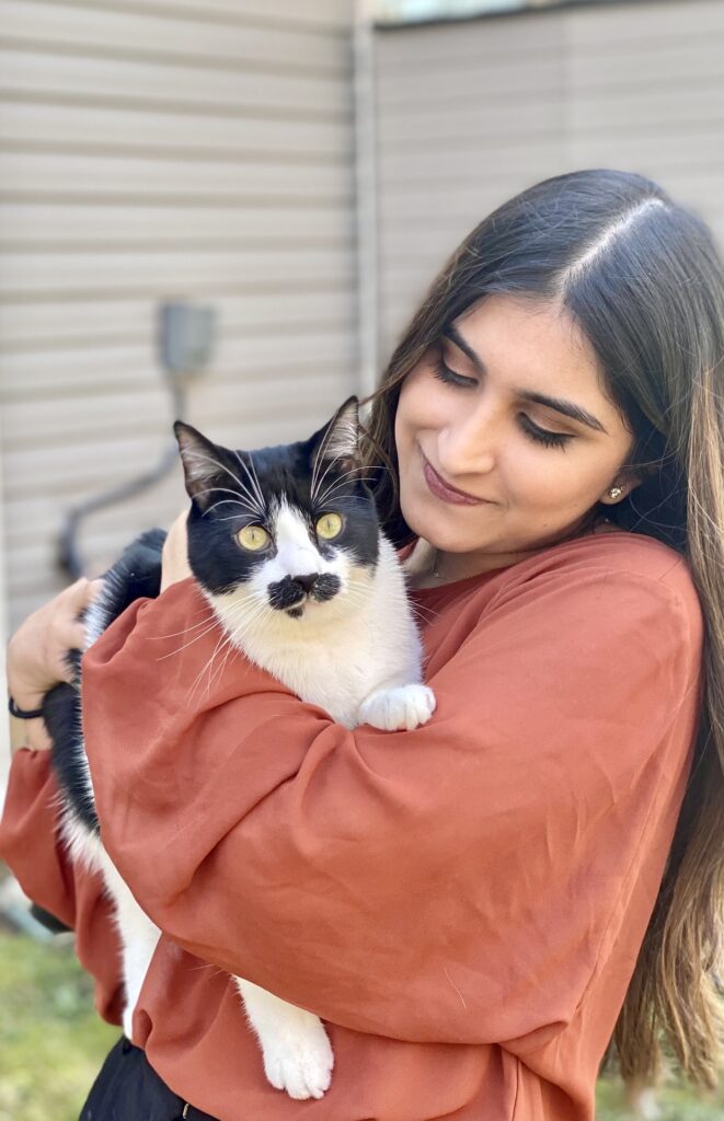 person holding a cat